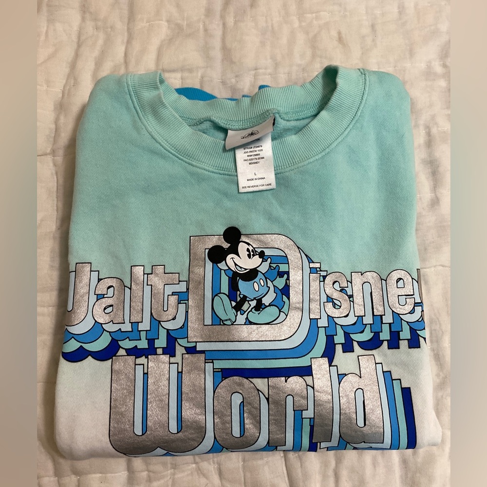 Walt disney world ombre retro sweatshirt L disney parks blues - Picture 2 of 8